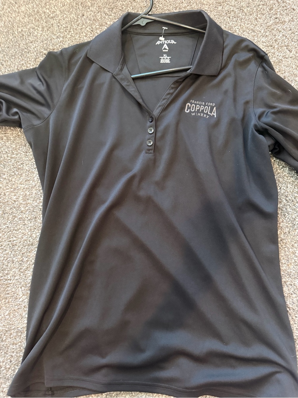Antigua Women's Black Polo with Coppola Winery Embroidery new